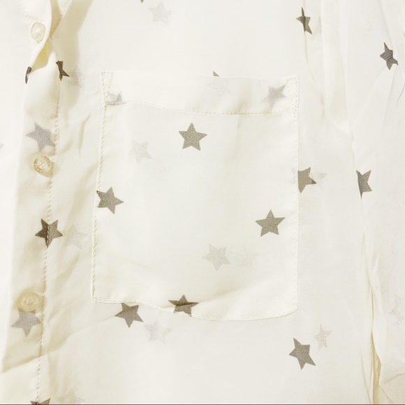 Cream star printed chiffon top - Picture 3 of 5